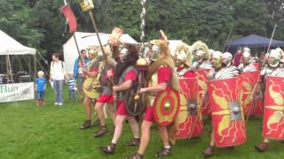 Roman Reenactment at the Amphitheatre in Caerleon Marching In [upl. by Dorehs702]