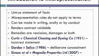 Misrepresentation Lecture 1 of 4 [upl. by Reivad480]